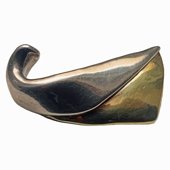 Vintage 925 Sterling Silver & Vermeil‎ BAT-AMI Israel Swirl Brooch - Picture 9 of 10